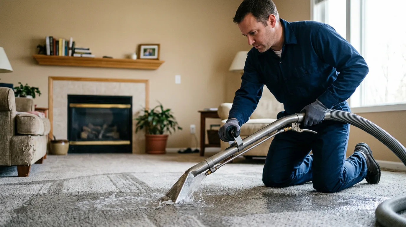 Water damage restoration technician working near Burnside, IA